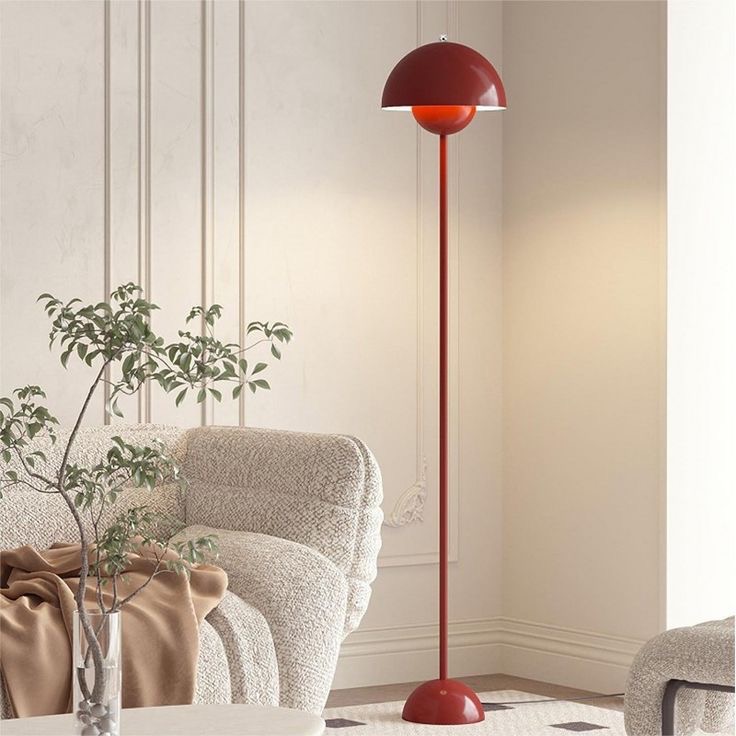 Alpinaluz Lampadaire en Acier avec Abat-jour Bombé – Style Scandinave et Rétro