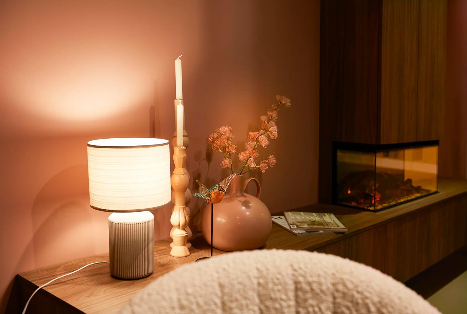 BRILONER - Lampe de table avec abat-jour en tissu