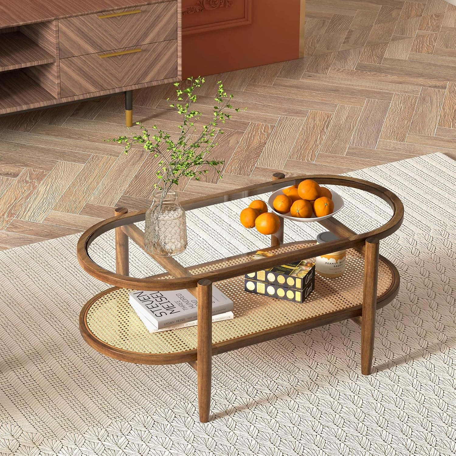 GIANTEX Table Basse Verre et Bois