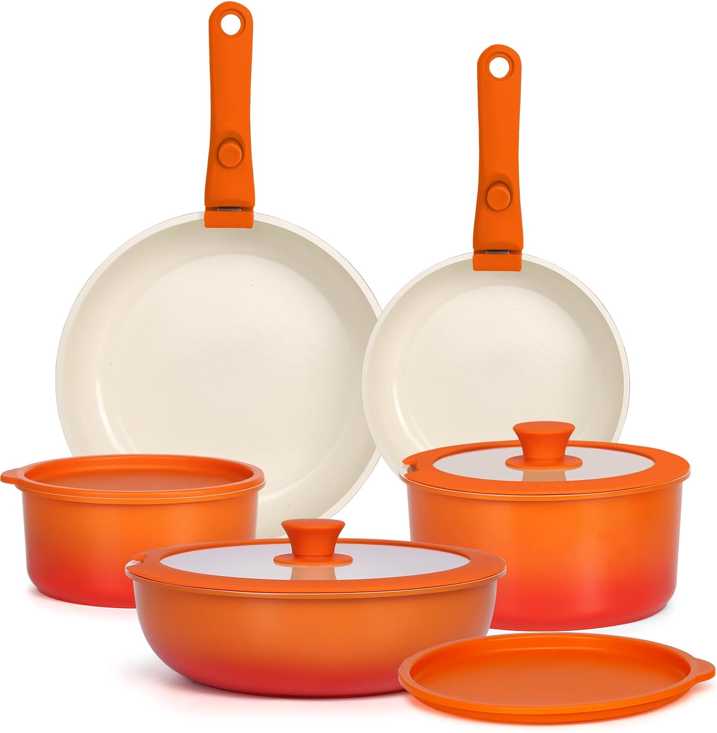Set de Poêles et Casseroles Avec Revêtement Antiadhésif