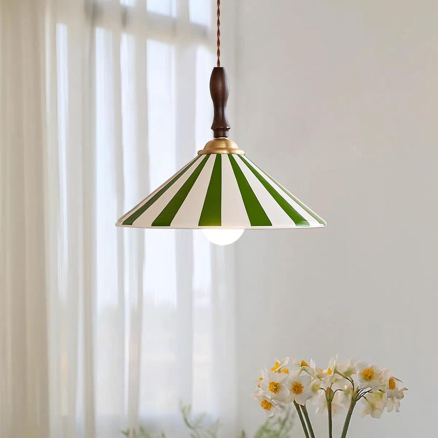 Suspension Vintage Céramique Rayée